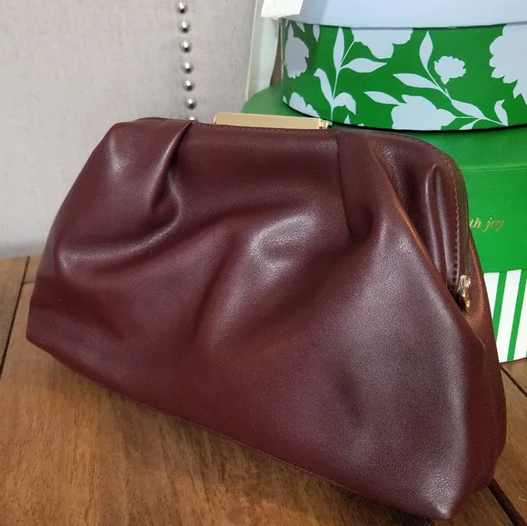 Ann Taylor Soft Frame Clutch Merlot - Picture 2 of 16